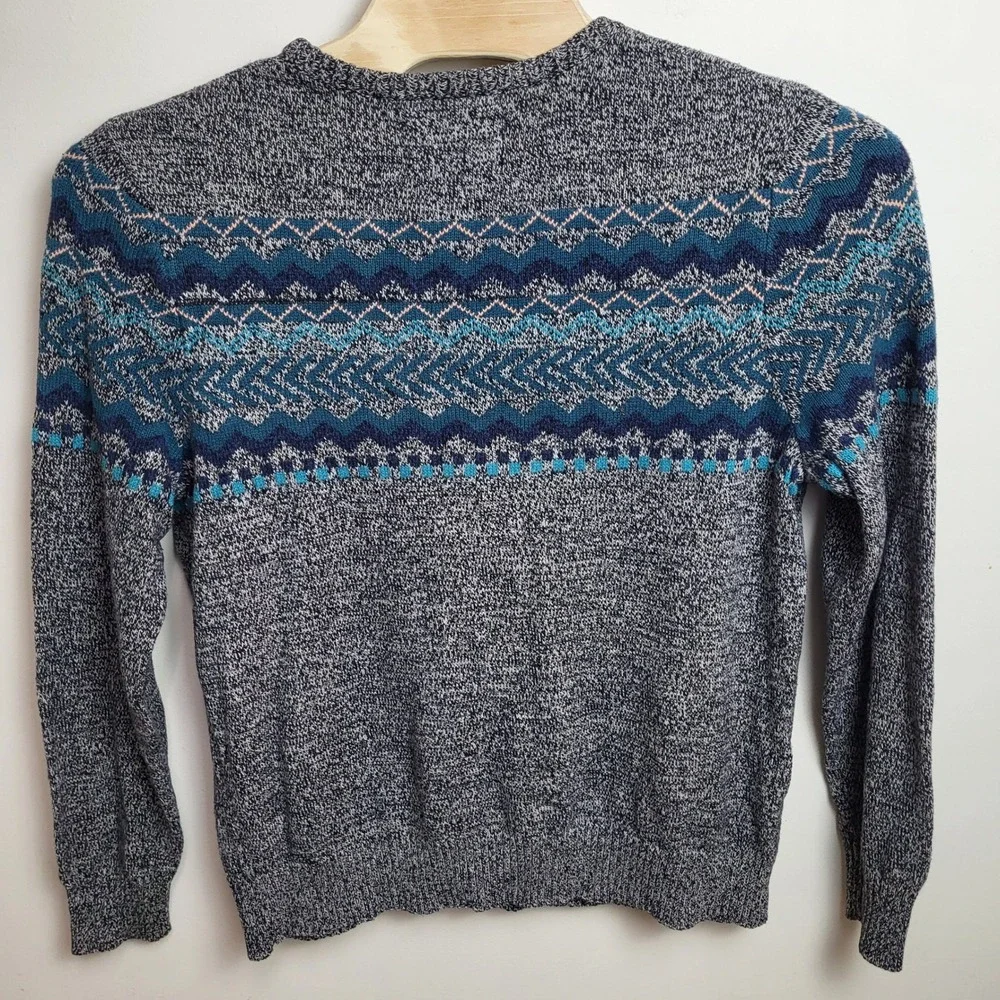 Urban Pipeline Men's XXL‎ Fair Isle Pattern Knit Sweater Blue Gray Long Sleeve